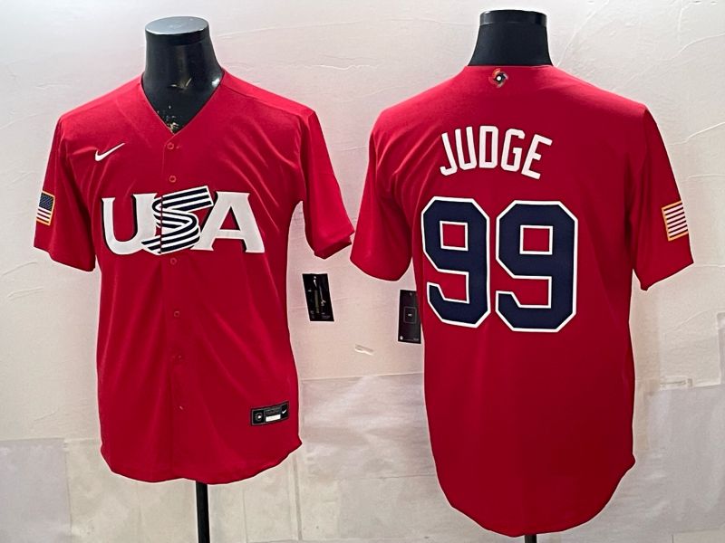 Men 2026 World Cub USA #99 Judge Red Nike MLB Jersey style 001->more jerseys->MLB Jersey